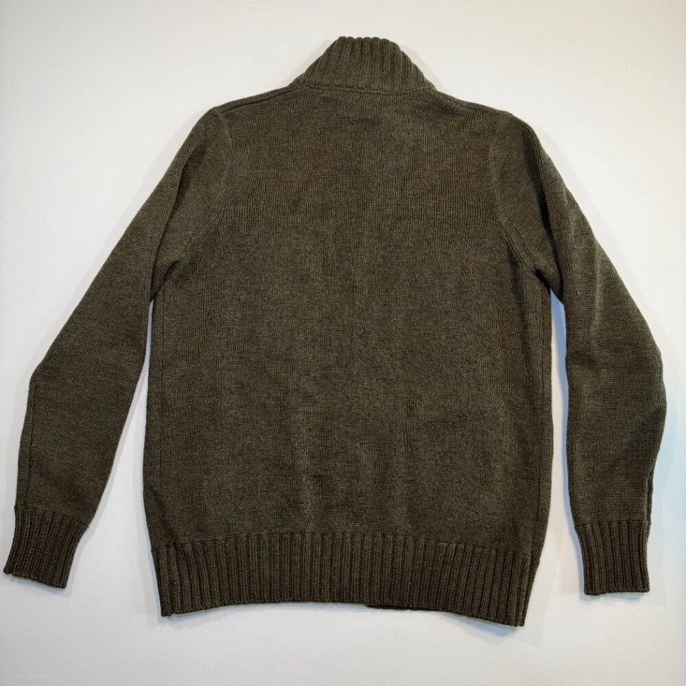 J CREW Wool Military Cardigan Sweater Army Green Small Vintage